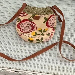 Fossil Floral Crossbody Bag in Cream and Brown